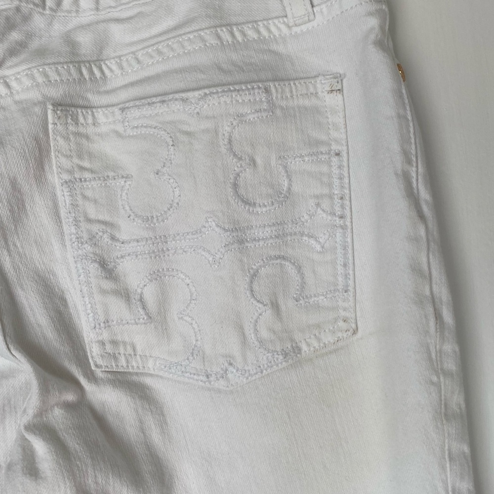 𝅺Tory Burch White Denim Jeans Women’s Size 30 Super Skinny Jeans - Picture 4 of 10